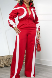 Daily Solid Color Contrast Turndown Collar Long Sleeve Two Pieces