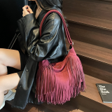 Daily Solid Color Fringed Trim Bags