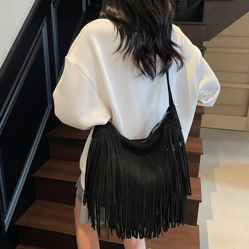 Daily Solid Color Fringed Trim Bags