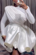 Elegant Solid Color Ruched O Neck Long Sleeve Two Pieces