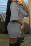 Elegant Solid Color V Neck Wrapped Skirt Dresses