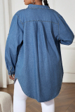Casual Solid Color Buckle Turndown Collar Plus Size Overcoat
