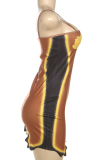 Sexy Print Patchwork Spaghetti Strap Irregular Dresses