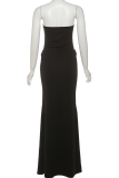 Elegant Solid Color Cross Straps Strapless Long Dresses