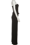 Elegant Solid Color Cross Straps Strapless Long Dresses
