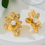 Daily Flowers Pearls Decor Earrings