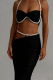 Sexy Solid Color Pearls Decor Halter Sleeveless Two Pieces