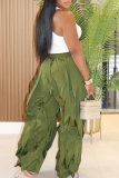Casual Solid Color Draw String Loose Conventional Patchwork Bottoms