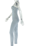 Sexy Stripe Contrast Halter Skinny Jumpsuits