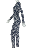 Casual Stripe Patchwork O Neck Long Sleeve Two Pieces