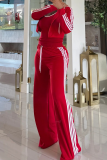 Casual Solid Color Draw String Turndown Collar Long Sleeve Two Pieces