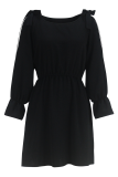 Elegant Solid Color Hollow Out O Neck Long Dresses