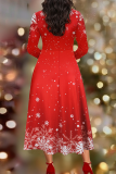Elegant Snowflakes Patchwork V Neck Long Dresses