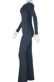 Casual Solid Color Ruched Off Shoulder Skinny Jumpsuits