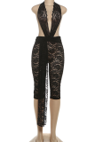 Sexy Solid Color Backless Halter Skinny Jumpsuits