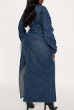 Casual Solid Color Pocket Turndown Collar Long Sleeve Denim Jacket