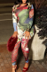 Casual Print Patchwork O Neck Skinny Jumpsuits