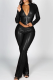 Casual Solid Color Zipper Zipper Collar Long Sleeve Two Pieces