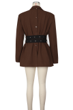 Casual Solid Color Patchwork Turn-back Collar Outerwear