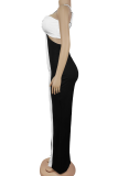Sexy Solid Color Contrast Spaghetti Strap Regular Jumpsuits