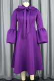 Elegant Solid Color Strap Design O Neck Long Dresses