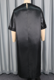 Casual Solid Color Sequins O Neck Long Dresses