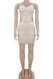 Sexy Solid Color Hollow Out Sequins Spaghetti Strap Wrapped Skirt Dresses