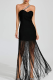 Sexy Solid Color Fringed Trim Hot Drill Strapless Strapless Dresses