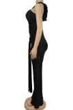 Sexy Solid Color Backless Halter Regular Jumpsuits