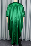 Casual Solid Color Sequins V Neck Long Dresses