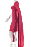 Sexy Solid Color Slit Square Neck Wrapped Skirt Dresses