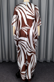 Casual Stripe Draw String Contrast O Neck Half Sleeve Long Top