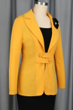 Casual Solid Color Flower Shape Turn-back Collar Outerwear