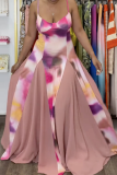 Sexy Print Contrast Spaghetti Strap Sling Dresses