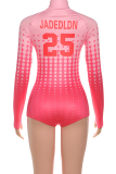Sexy Print Zipper Zipper Collar Skinny Rompers
