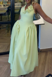 Sexy Solid Color Flower Shape Halter Long Dresses