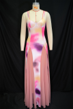 Sexy Print Contrast Spaghetti Strap Sling Dresses
