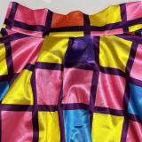 Casual Colorblock Contrast Turtleneck Printed Plus Size Dresses