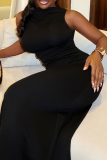 Elegant Solid Color O Neck Long Dresses