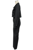 Casual Solid Color Pocket Zipper Collar Long Sleeve Two Pieces