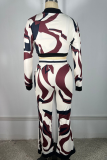 Casual Print Zipper Zipper Collar Long Sleeve Three Pieces