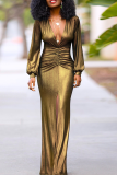 Elegant Solid Color Ruched Deep V Neck Evening Dresses
