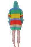 Casual Stripe Contrast Cardigan Collar Outerwear