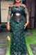 Sexy Print Lace O Neck Long Plus Size Dresses