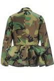 Casual Camouflage Print Buttons Turndown Collar Outerwear
