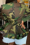 Casual Camouflage Print Buttons Turndown Collar Outerwear