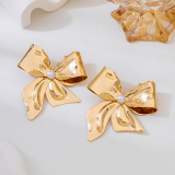 Daily Solid Color Bow Decor Earrings