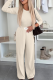 Casual Solid Color Patchwork O Neck Long Sleeve Two Pieces