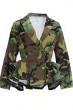 Casual Camouflage Print Buttons Turndown Collar Outerwear