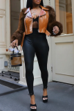 Casual Solid Color Zipper Turndown Collar Outerwear